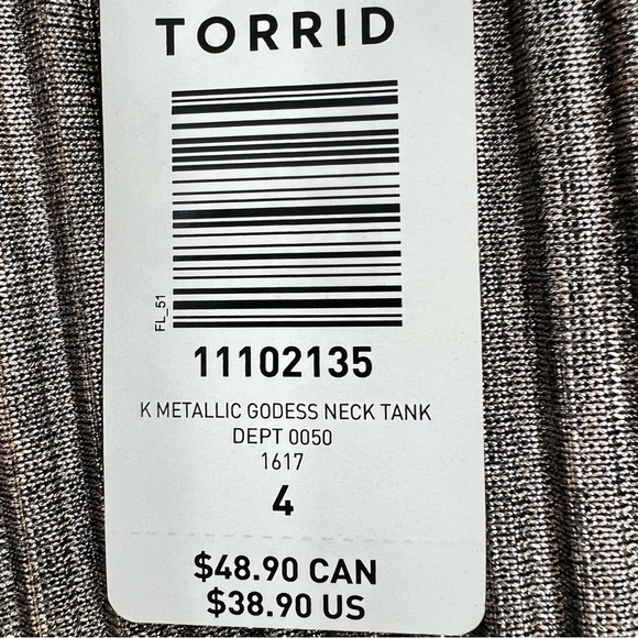Torrid NWT Pleated Metallic Knit High Neck Tank in Gold size 4X - Picture 6 of 9